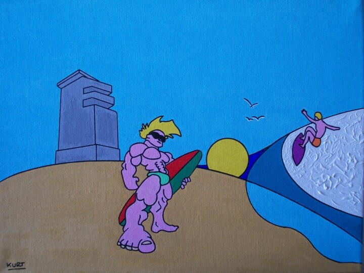 Tableau naif surf sous les yeux de Barbara Картина, 15,8x19,7 in