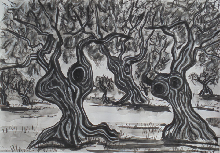 Olive Trees 绘画, 16.5x23.2 in