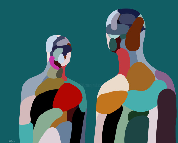 Arts numériques intitulée "SOULMATE TURQUOISE" par Katarzyna Jasyk, Œuvre d'art originale, Peinture numérique