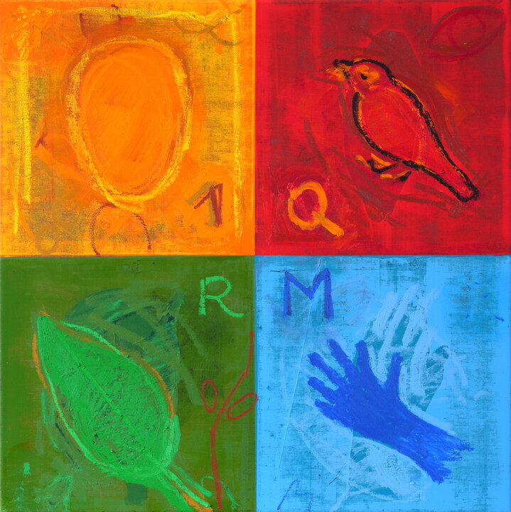 Malerei mit dem Titel "Quantität, Qualität…" von Detlef Lemme (Farbenkugel), Original-Kunstwerk, Acryl Auf Keilrahmen aus Ho…