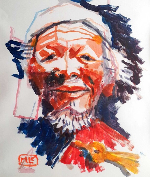 "Le Sage" 绘画, 19.7x15.8 in