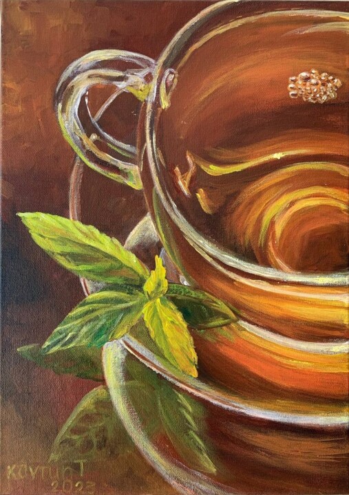 Peppermint tea 绘画, 13.8x9.8 in