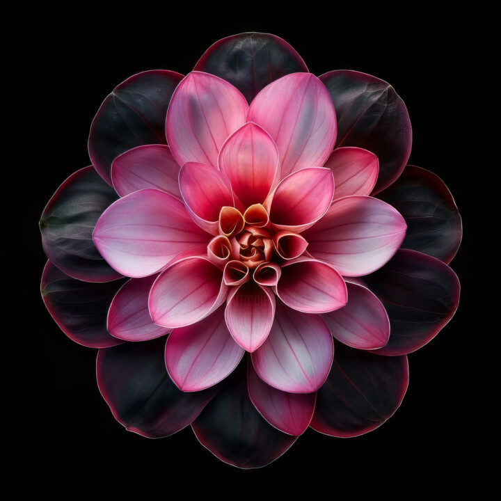 Single Flower on Black 1 数字艺术