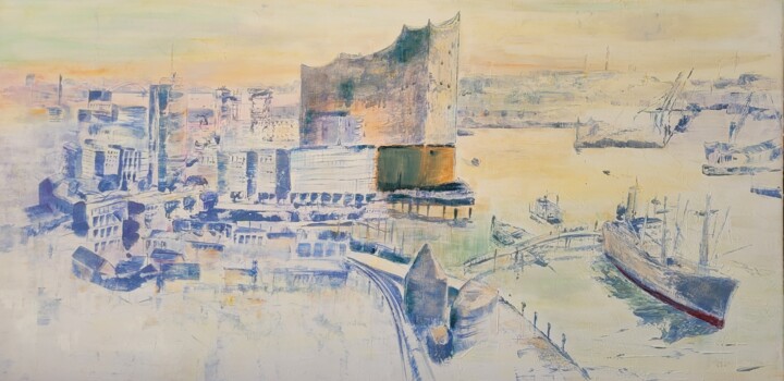 "Blick über den Hamb…" başlıklı Tablo Kathrin Flöge tarafından, Orijinal sanat, Akrilik Ahşap Sedye çerçevesi üzerine monte…