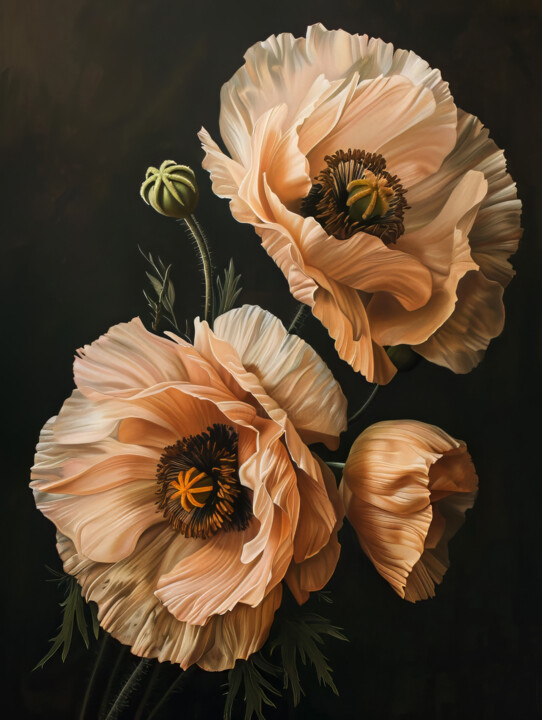 Beige Poppies 数字艺术