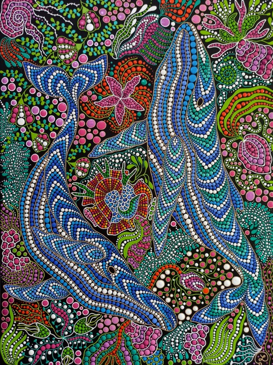 Whales 绘画, 31.5x23.6 in