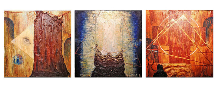 Triptych “Hope of Salvation” 绘画, 29.1x87.4 in