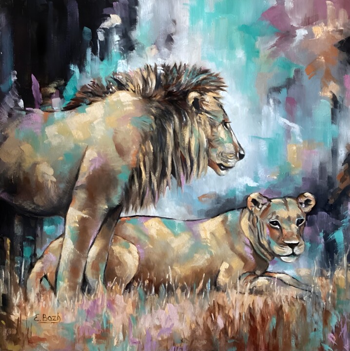 Guardians of the Savanna 绘画, 24x24 in