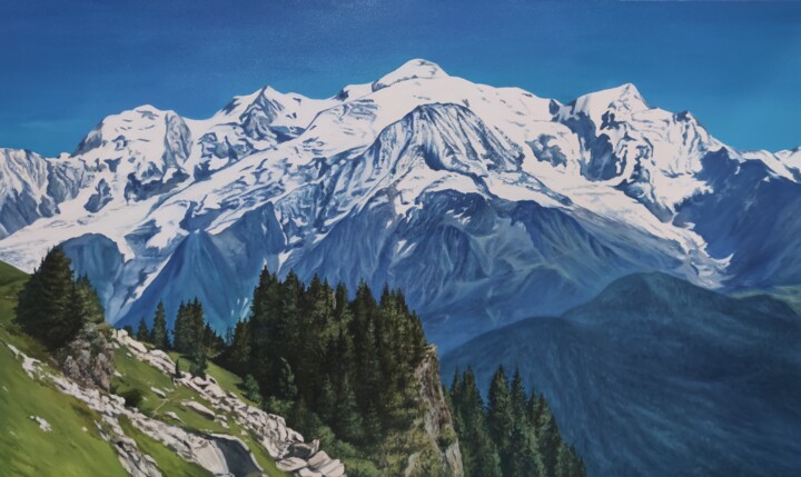 Красивая картина маслом на холсте "Путешествие в горы" 绘画, 23.6x43.3 in