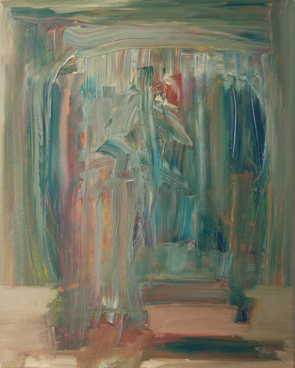 Painting titled "Onshore" by Thomas Hjelm, Original Artwork, Oil Mounted on Wood Stretcher frame