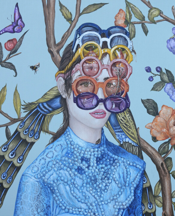 The Lady and the Peacock 绘画, 24x19.5 in