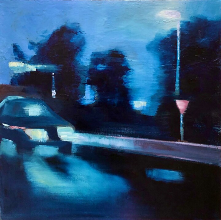 Schilderij getiteld "Speed" door Helena Butler, Origineel Kunstwerk, Olie Gemonteerd op Frame voor houten brancard