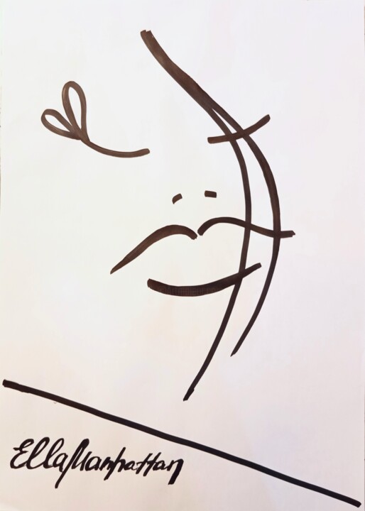 A woman with a butterfly 绘画, 18.9x13.4 in