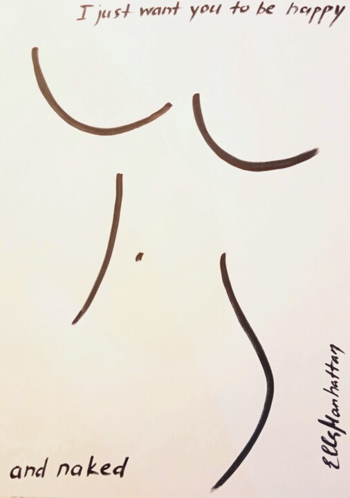 I want you to be happy. And Naked 绘画, 18.9x13.4 in