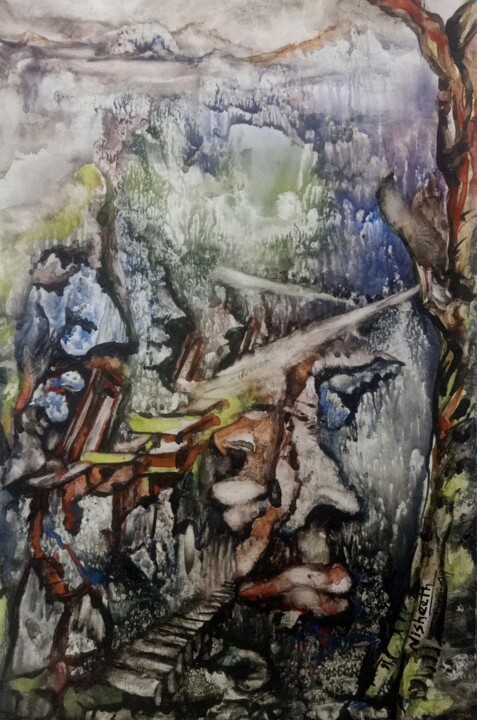 "Harmony in Bloom" başlıklı Tablo Nisheeth Kumar Pandey Nisheeth tarafından, Orijinal sanat, Suluboya Karton üzerine monte e…