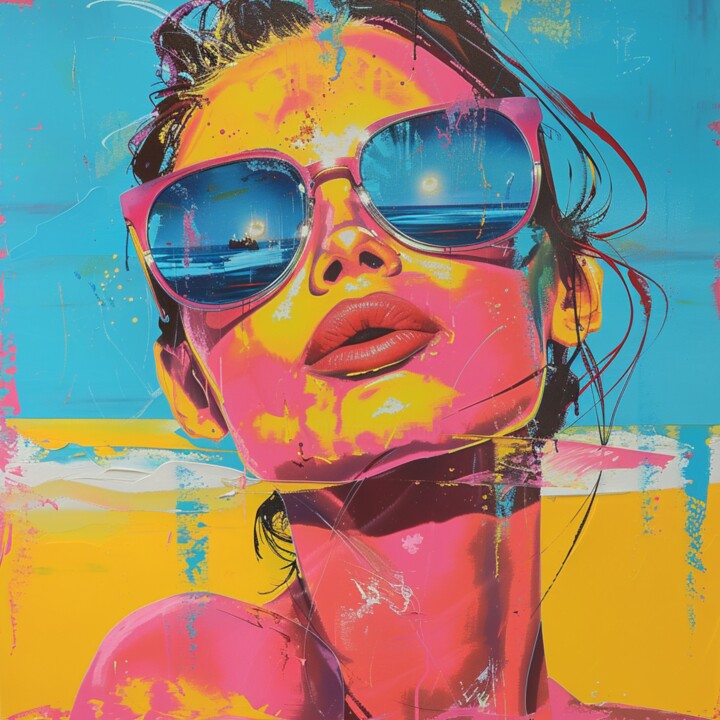 SUNBATH IN PINK Pittura, 19,7x19,7 in