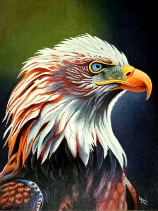 Peinture intitulée "Majestic Eagle" par Kapila Priyantha, Œuvre d'art originale, Acrylique