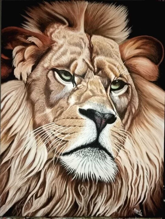 Peinture intitulée "Regal Guardian" par Kapila Priyantha, Œuvre d'art originale, Acrylique