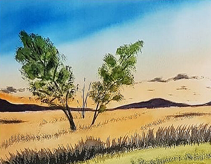 Samotne drzewa 绘画, 10.2x14.2 in