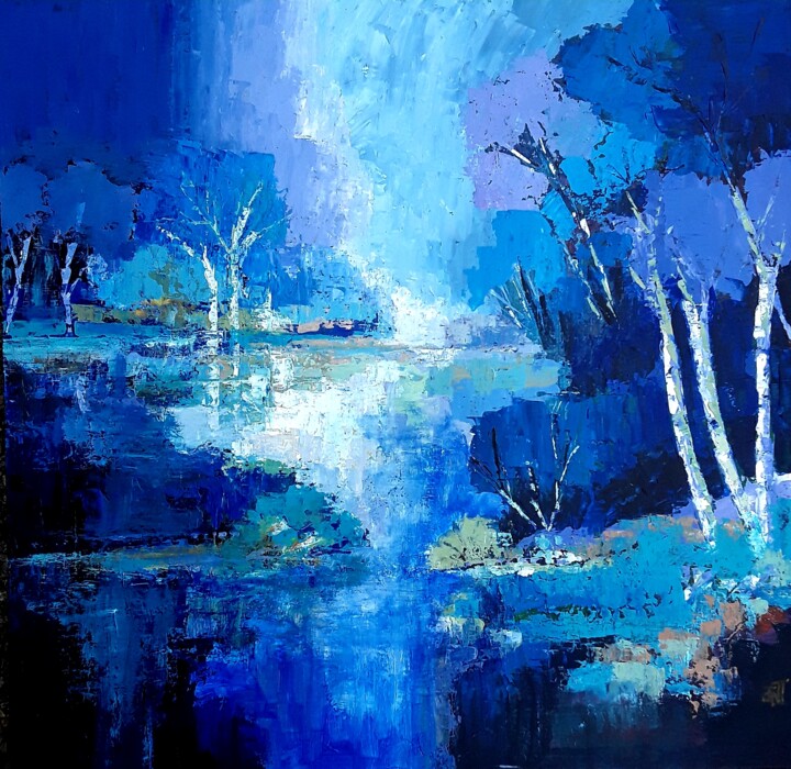 au bord du lac 绘画, 27.6x27.6 in