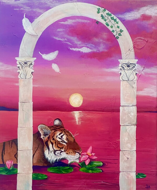 Painting titled "Paix intérieure" by Laurie Audoux, Original Artwork, Acrylic Mounted on Wood Stretcher frame