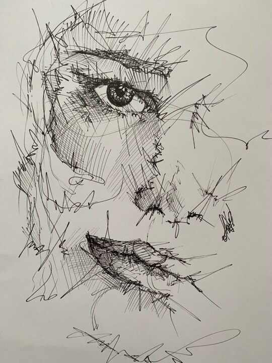 abstract face 图画, 11.6x8.3 in
