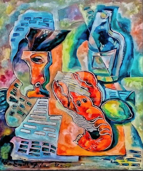 "Zátiší s rakem №2" 绘画, 22.8x19.7 in