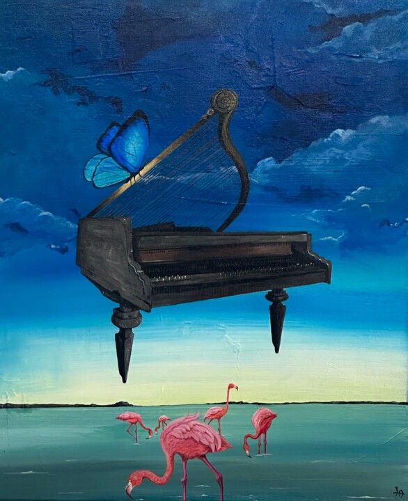 Malerei mit dem Titel "Eaux troubles" von Laurie Audoux, Original-Kunstwerk, Acryl Auf Keilrahmen aus Holz montiert