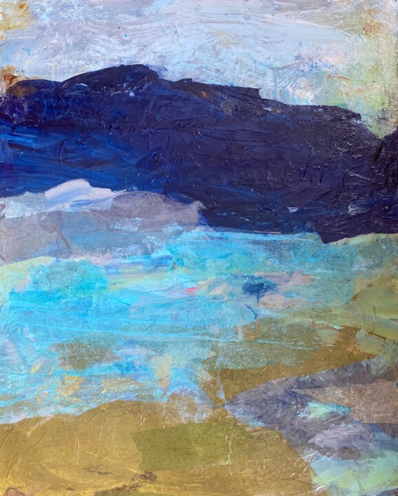 Painting titled "Eau trouble" by Nima, Original Artwork, Acrylic Mounted on Wood Stretcher frame