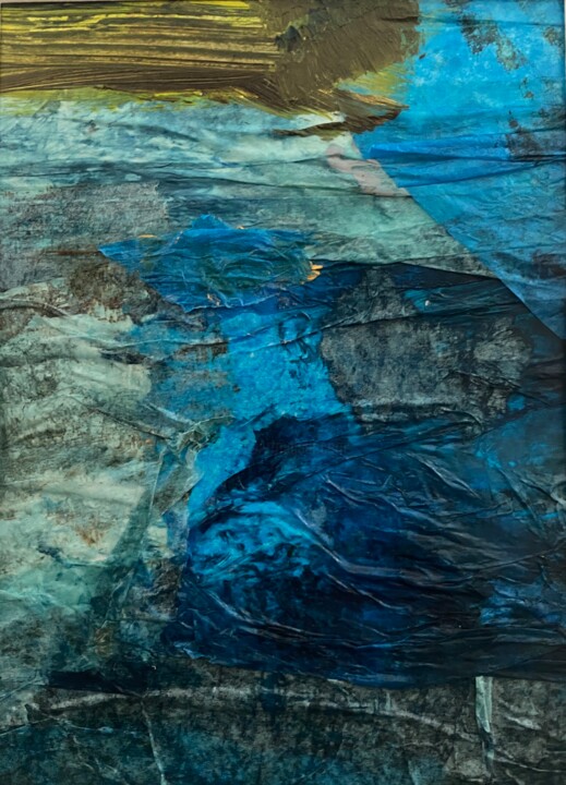 Painting titled "Eau vive" by Nima, Original Artwork, Acrylic Mounted on Cardboard