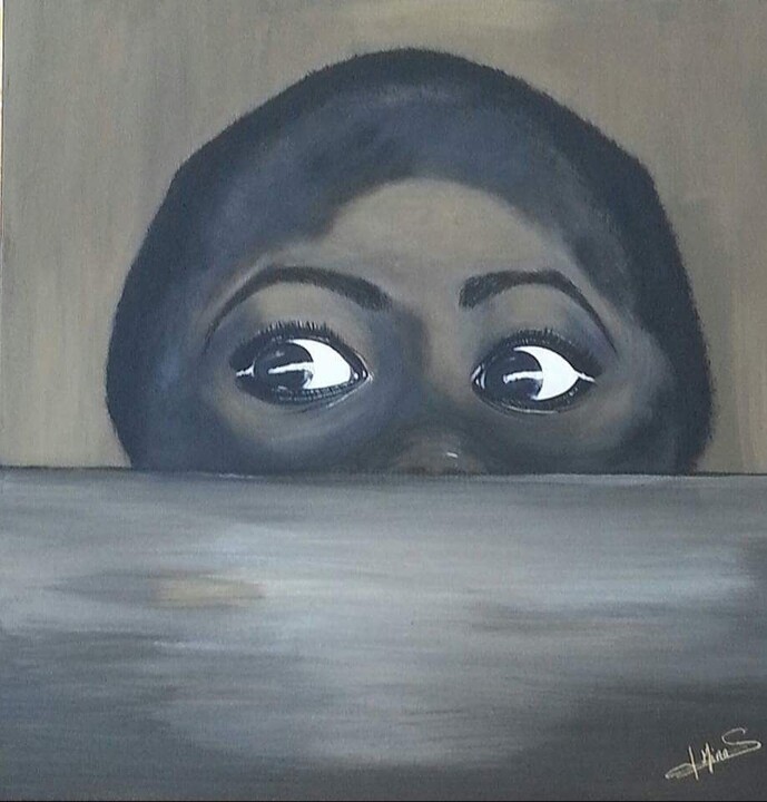 Peinture intitulée ""Regard"" par Mina Saouti, Œuvre d'art originale, Acrylique Monté sur Châssis en bois