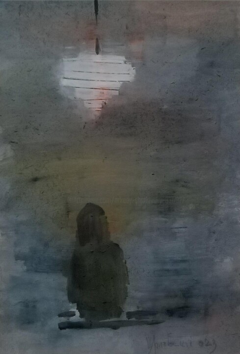Lonely night 绘画, 12.2x8.3 in