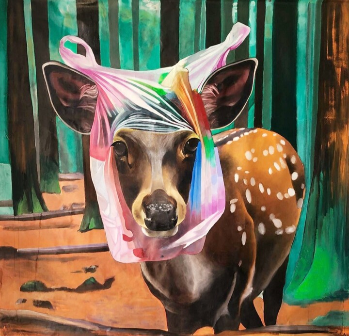 Schilderij getiteld "Ombra del progresso" door Erika Anoardi, Origineel Kunstwerk, Olie