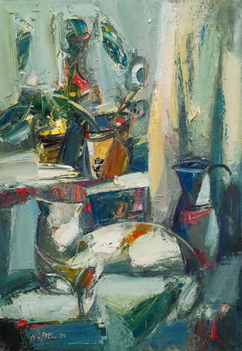 Still Life With a Cat Ζωγραφική, 25,6x18,9 in