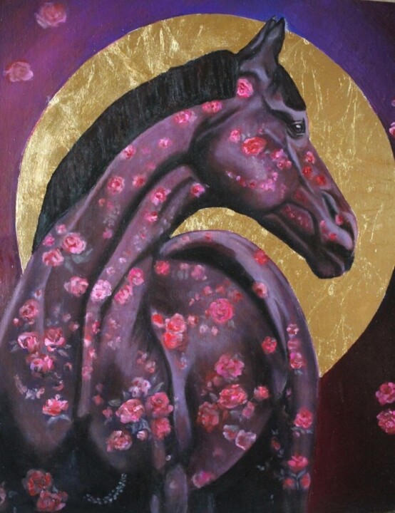 Современная картина маслом ручной работы "Лунная мистерия" 绘画, 39.4x31.5 in