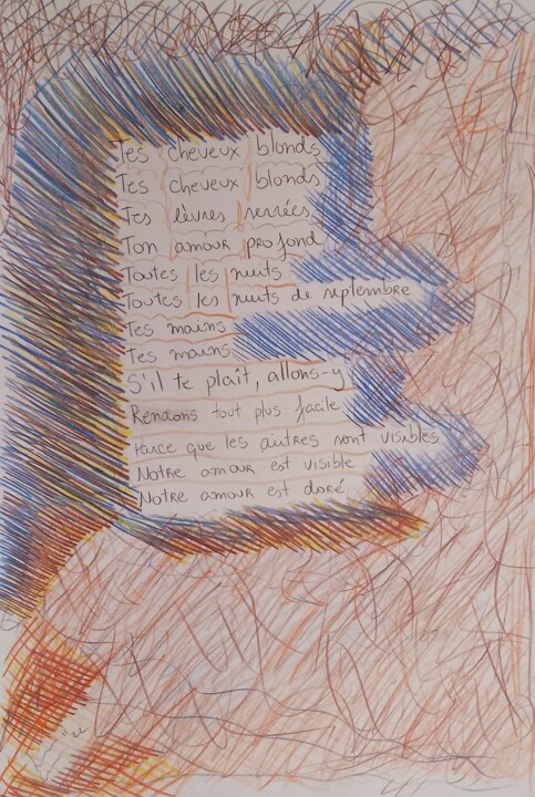 Tes cheveux blonds 绘画, 16.1x11.7 in
