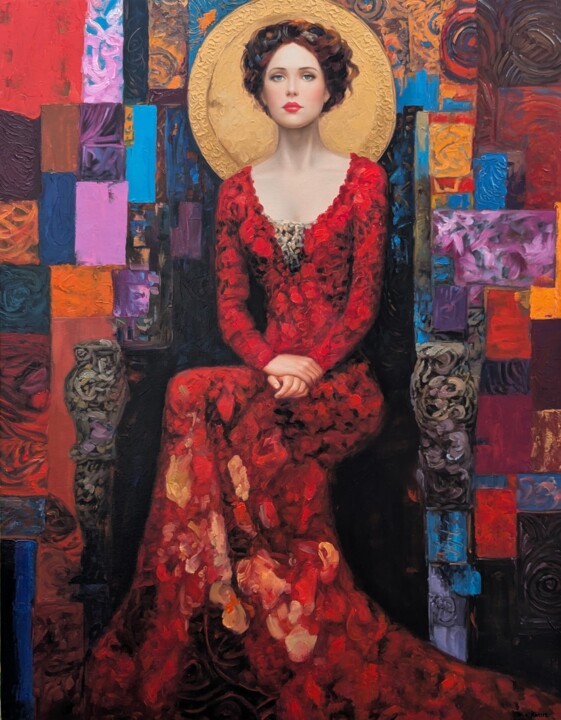 绘画 标题为“Rhaphsody in colours” 由Wilhem Von Kalisz, 原创艺术品, 油 安装在木质担架架上