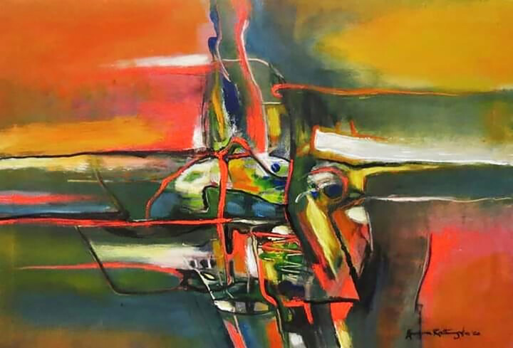 Peinture intitulée "Mood in the evening" par Anjana Rathnayake, Œuvre d'art originale, Acrylique
