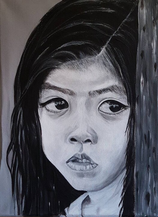 Peinture intitulée ""Enfant du Monde N°…" par Mina Saouti, Œuvre d'art originale, Acrylique