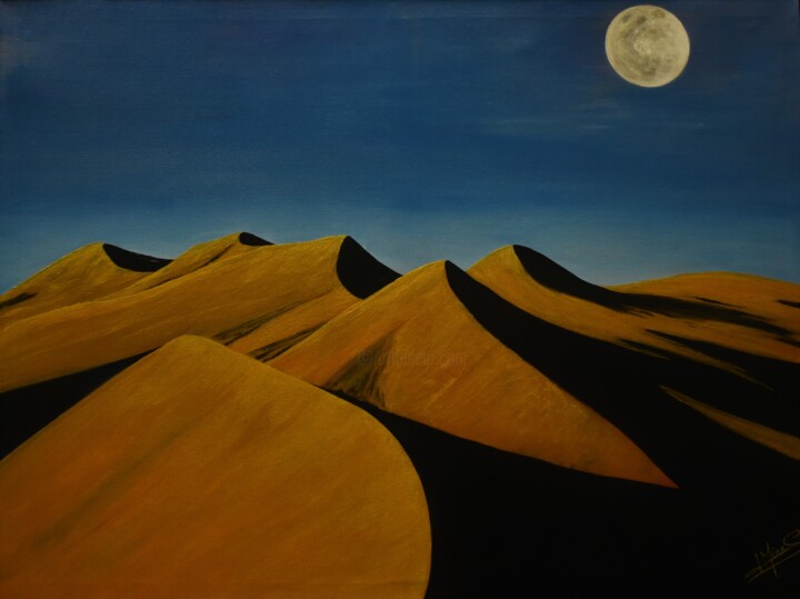 Peinture intitulée ""Dunes"" par Mina Saouti, Œuvre d'art originale, Acrylique Monté sur Châssis en bois