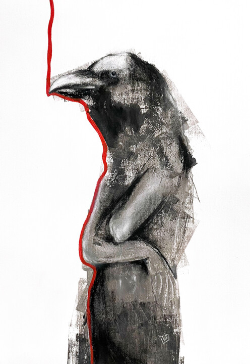 "Madame Raven" 绘画, 15.7x11.6 in
