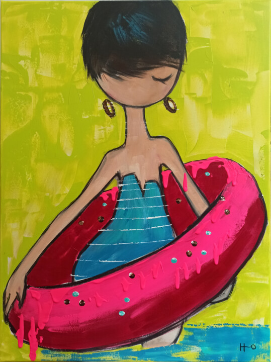Pink donut 绘画, 31.5x23.6 in