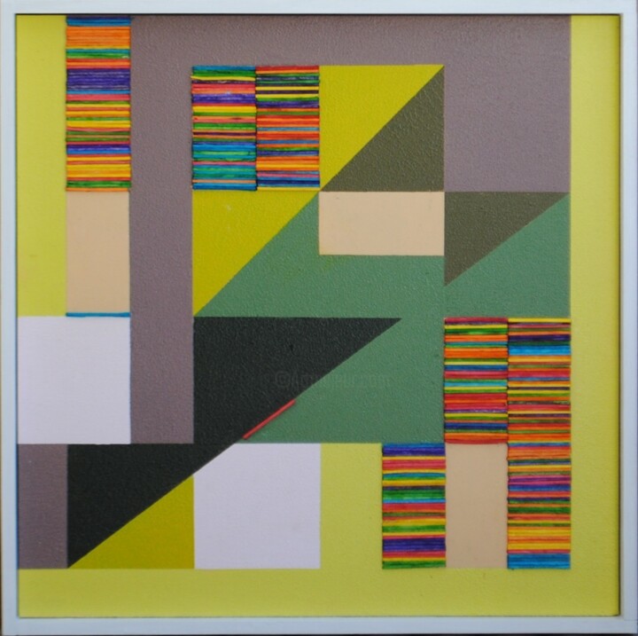 Schilderij getiteld "Geometrie 2" door Walter Lehmann, Origineel Kunstwerk, Acryl