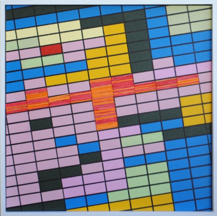 Schilderij getiteld "Geometrie 4" door Walter Lehmann, Origineel Kunstwerk, Acryl