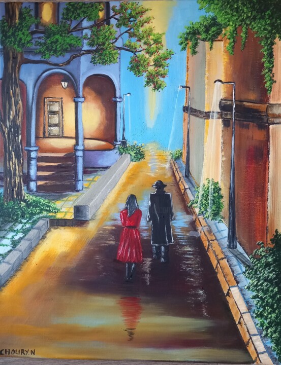 Peinture intitulée "Une balade dans une…" par Nathalie Choury, Œuvre d'art originale, Huile Monté sur Châssis en bois