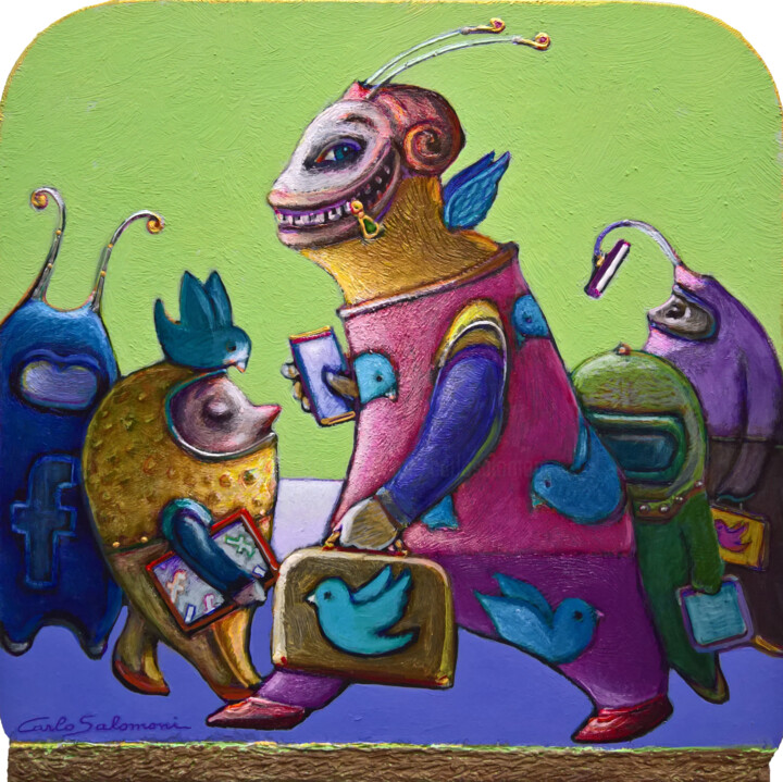 MR CHIRPBOOK'S ENCOUNTERS 绘画, 11.4x11.4 in