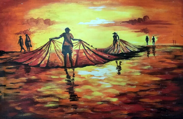 Peinture intitulée "Catching Dreams" par Sajith Nissanka, Œuvre d'art originale, Acrylique