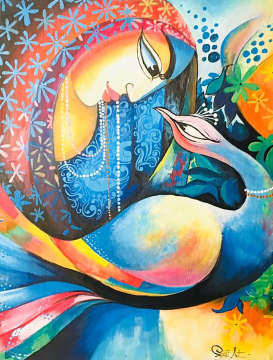 Peinture intitulée "Love at First Sight" par Sajith Nissanka, Œuvre d'art originale, Acrylique