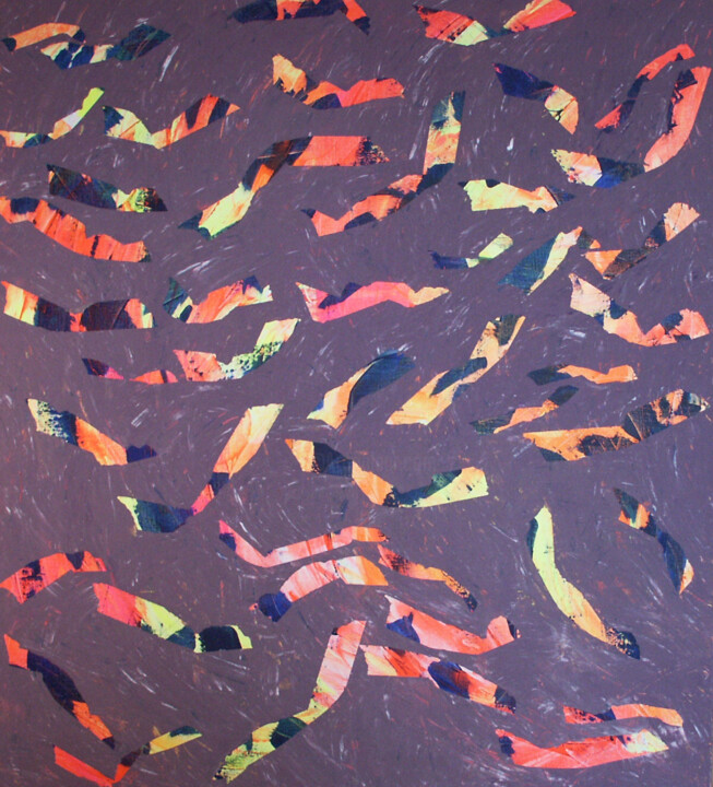 Banc de poissons 2 绘画, 55.1x47.2 in