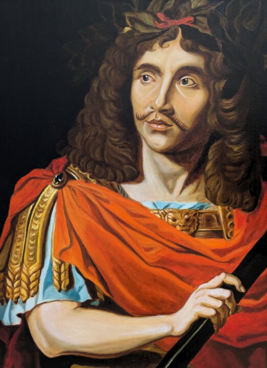 Copie de Molière dans le rôle de César par Mignard 绘画, 31.9x25.6 in
